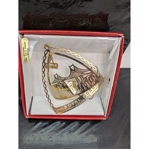 Royal Gorge Colorado Christmas Tree Decoration Brass with 24K Gold Finish - Picture 3 of 6